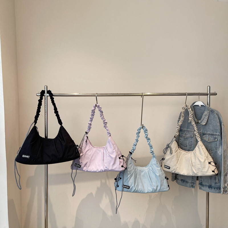 Minimalist Art Style Women's Summer New Trend Korean Pleated Tote Versatile Large Capacity Bag