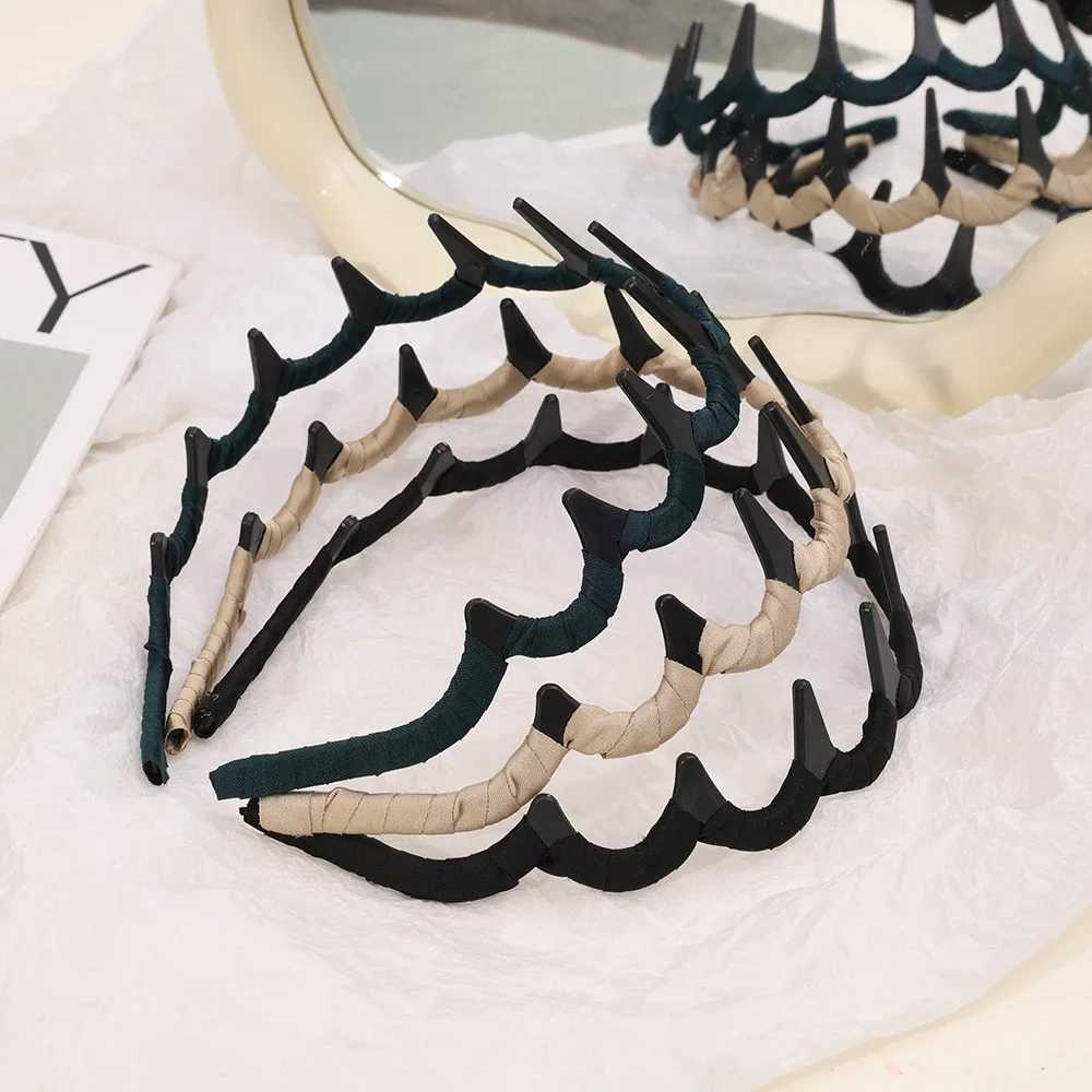 2Pcs/set Fashion Fabric Bands Large Plastic Teeth Hairbands Hairhoops for Women Hair Accessories X250812