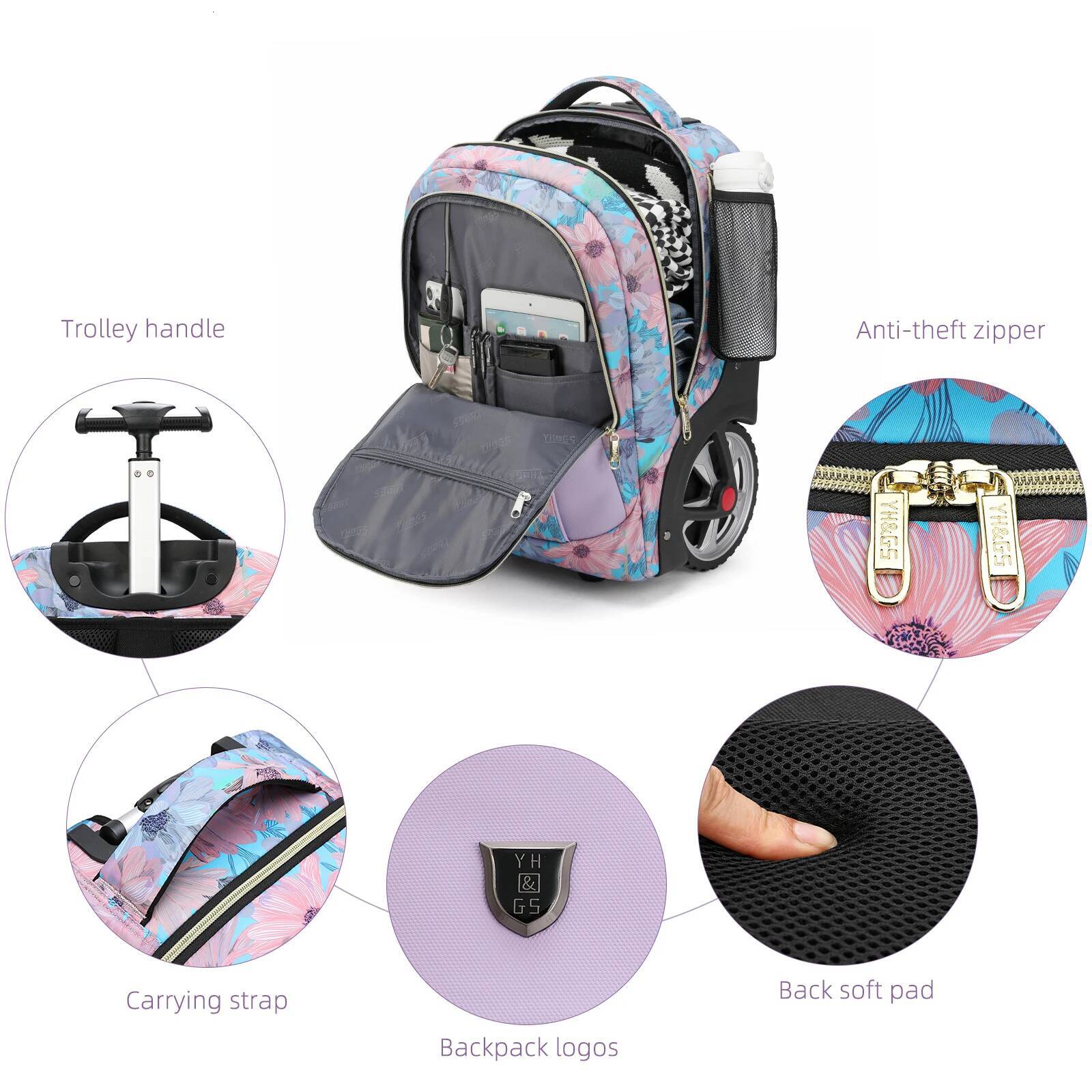 Suitcases Rolling Lage With Wheels Travel Large Capacity Trolley Bags Multifinonal Backpack Laptop Schoolbag high-quality