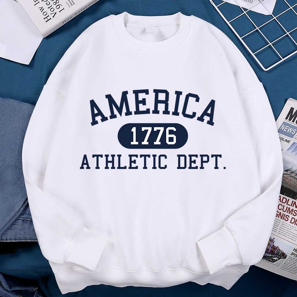 America 1776 Athletic Dept Letter Hoodies Men Hip Hop Fleece Long Sleeves Pullover Clothes Autumn Loose Casual Hoody Women Y250811