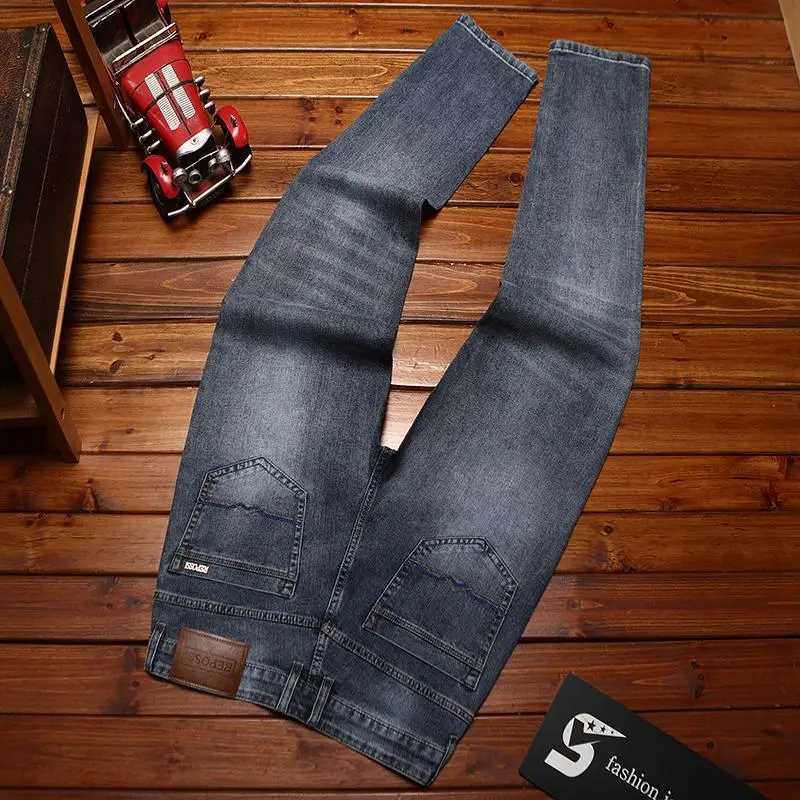 Fashionable light luxury minimalist jeans mens stretch slim fit casual versatile business small leg denim pants X250812