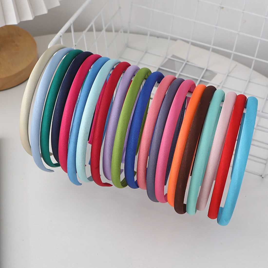 1PC Red Blue Green Satin Band for Girls Kids Hair Band Solid Color Thin Elastic Hair Hoop Accessories Piece X250812