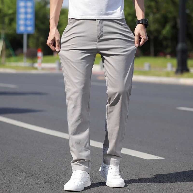 Spring and Summer Mens Stretch Comfort Casual Pants Korean Fashion Trousers Business Straight Loose Ventilate Branded Pants W250812