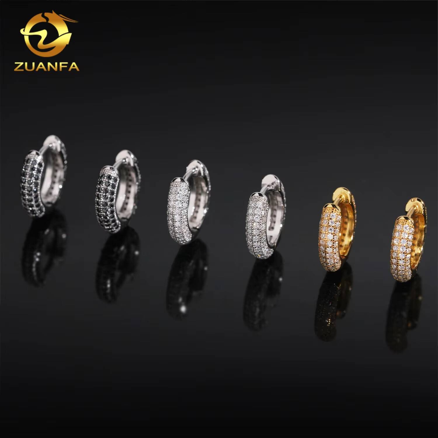 Wholesale D VVS Moissanite Hoop Earrings Screw Back 925 Silver Hip Hop Earrings for Men and Women