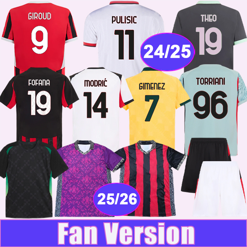 24 25 26 JOVIC THEO Mens Soccer Jerseys RAFAEL LEAO PULISIC REIJNDERS CHUKWUEZE E.ROYAL Home Away 3rd 4TH GK Training Wear Football Shirts
