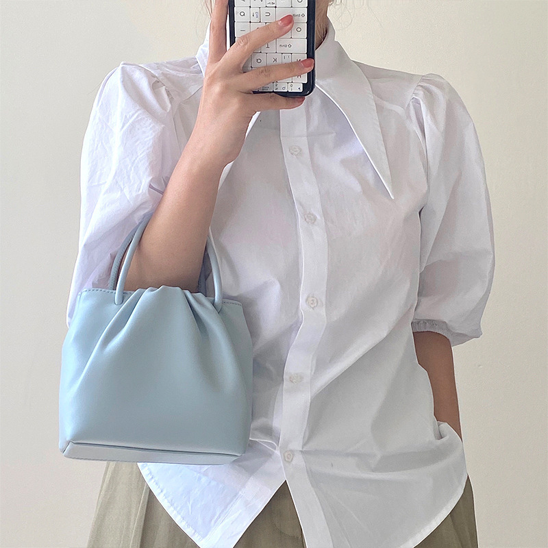 Square Pleated Versatile Small for Women Spring Summer Fashion Handbag Casual Korean Style Shoulder Crossbody Bag Trendy