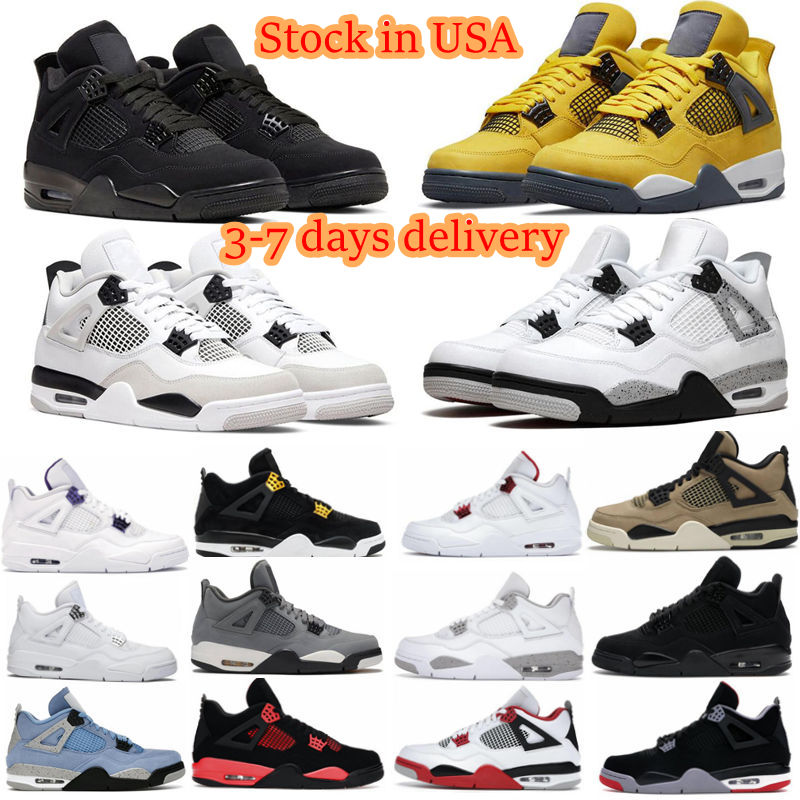 Desinger shoes 4 Basketball Shoes For Men Women 4s Sneaker Military Black Cat Pine Green Seafoam White Oreo Red Thunder Unc Bred Cacao Medium Olive Sail Mens Trainers