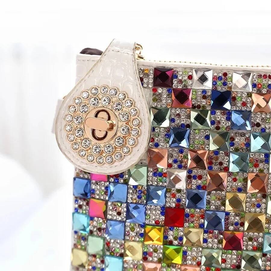 Colorful Rhinestone Women Clutch Designer Dia Ladies Evening Bag Chic Shoulder Crossbody Bags Party Small Purse