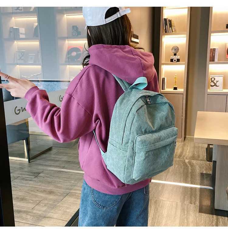 Style Soft Fabric Backpack Female Corduroy Design School backpacks For Teenage Striped Women Velvet Screen mochilas Y250811