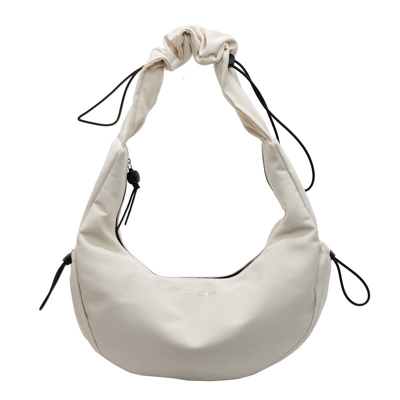 Dumpling for Women, Ruched Lace Bag, Crossbody Casual Versatile Ins Style, Large Capacity College Student Class Shoulder Commuter Bag