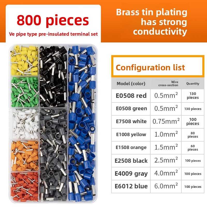 VE European Tube Type Wiring Terminal Combination Boxed Special Set Crimping Pliers 6-4