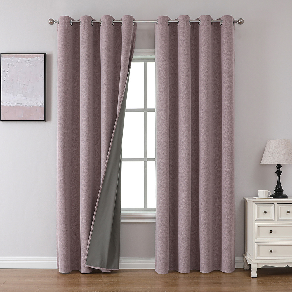 YL-36907 Thickened double-sided linen blackout curtains engineering hotel school sound insulation heat insulation full blackout cotton and linen curta