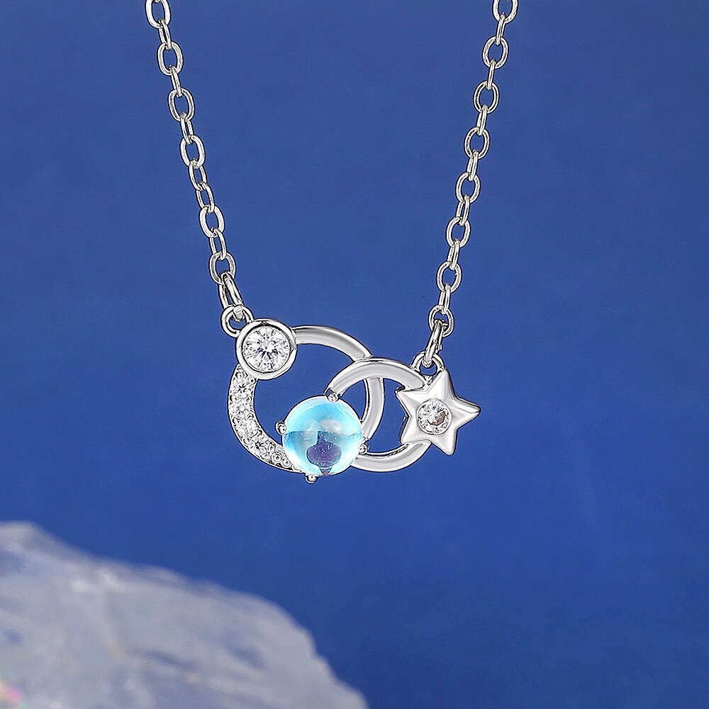 New Zodiac Necklace for Women, Personalized and Elegant Copper Inlaid with Dias, Hollow Moonstone Pendant Clavicle Chain, Birthday Gift