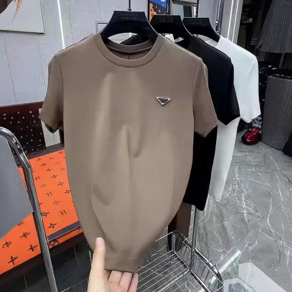 Summer New Luxury European Style Personality Minimalist 3D Small Logo Men's Short Sleeve Round Neck Slim Fit Quality T-Shirt