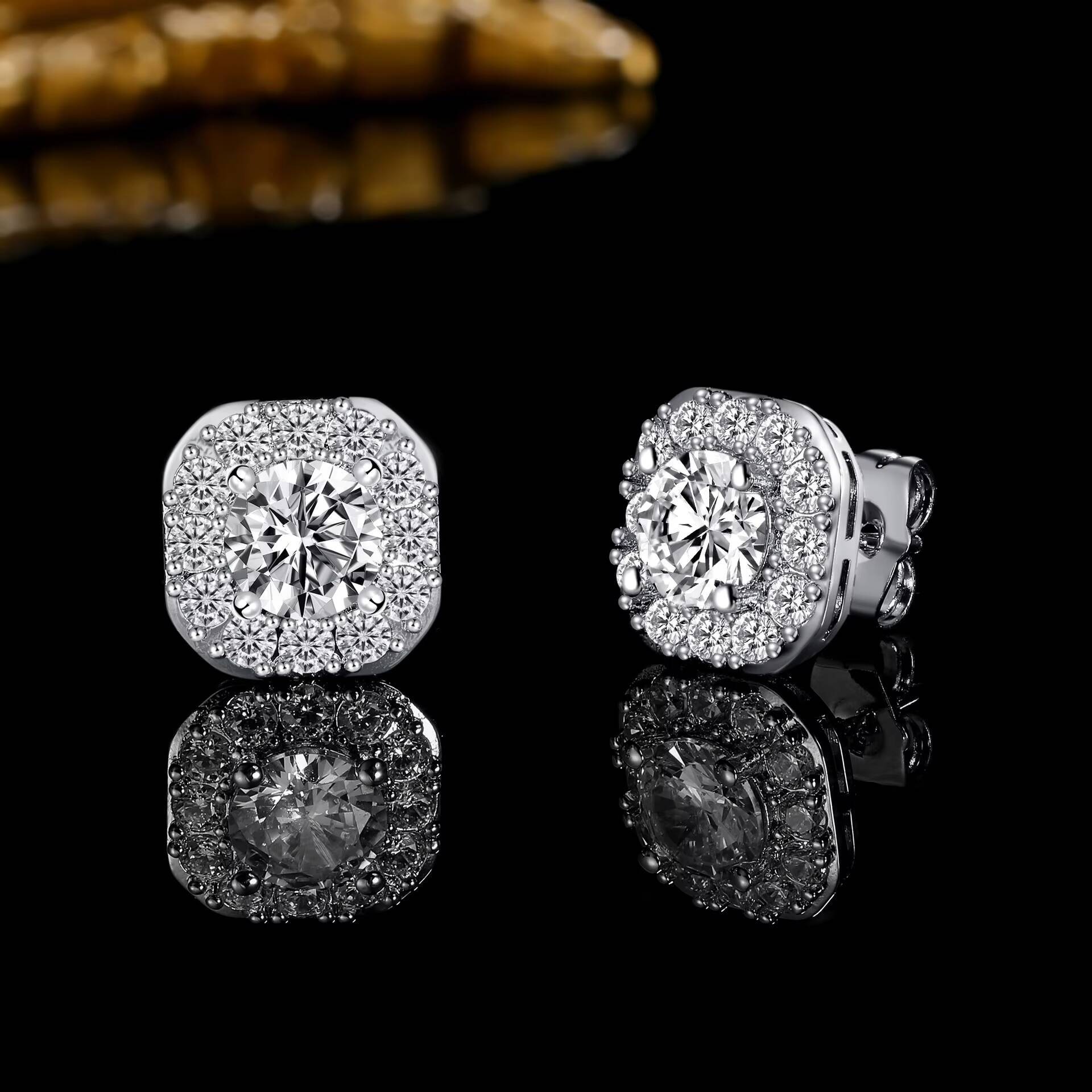 12mm 925 silver diamond earrings; Fashion design trend heavy work handicrafts factory wholesale
