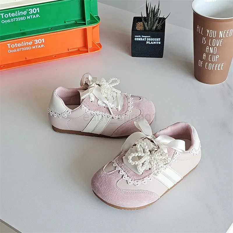 2025 Autumn New Fashion Girl Sneaker Girl Board Shoe Bow Princess Shoe Soft Sole Tennis Female Versatile Girls Shoes Sneakers T250812