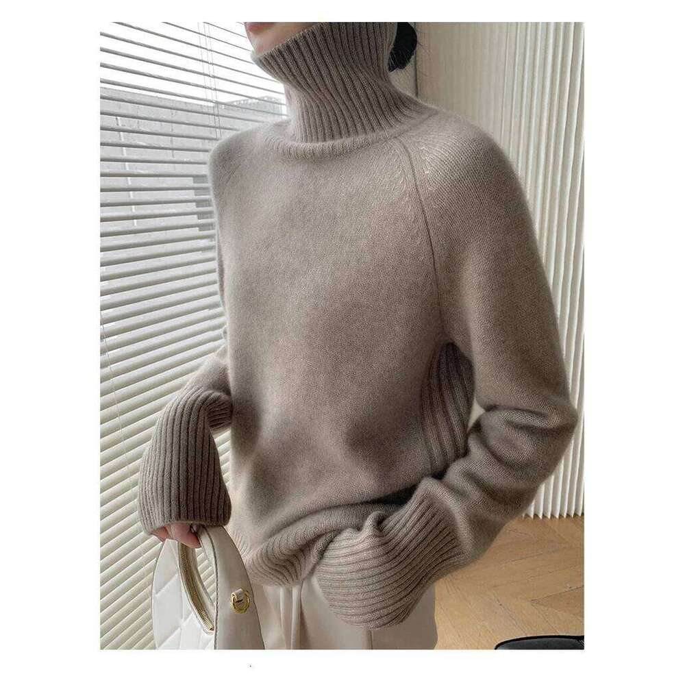 Women's Turtleneck Cashmere Sweater Loose Thickened Pullover Korean Style Lazy Wind Heavy For Autumn Winter MDNG 20250811