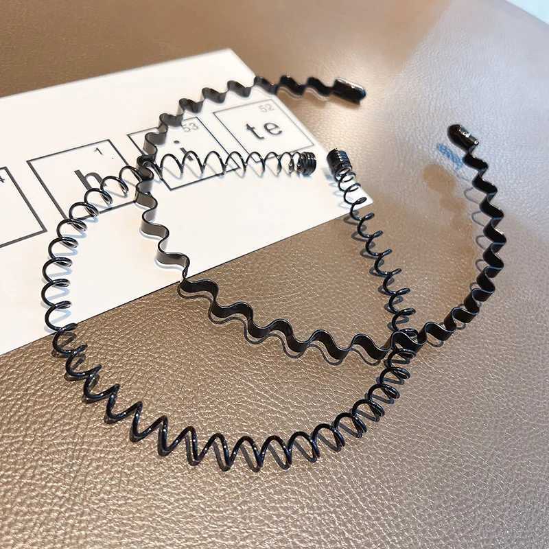 1Pcs Unisex Hair Bands Wave Shaped Hairband Face Washing Dress Hair Hoop Simplicity Non-Slip Black Metal Spiral Band X250812