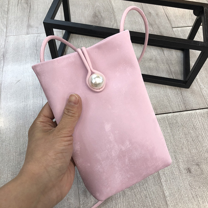 Spring/Summer Simple Pink Pearl Crossbody Small High-end Fashionable Mini Phone Bag for Women