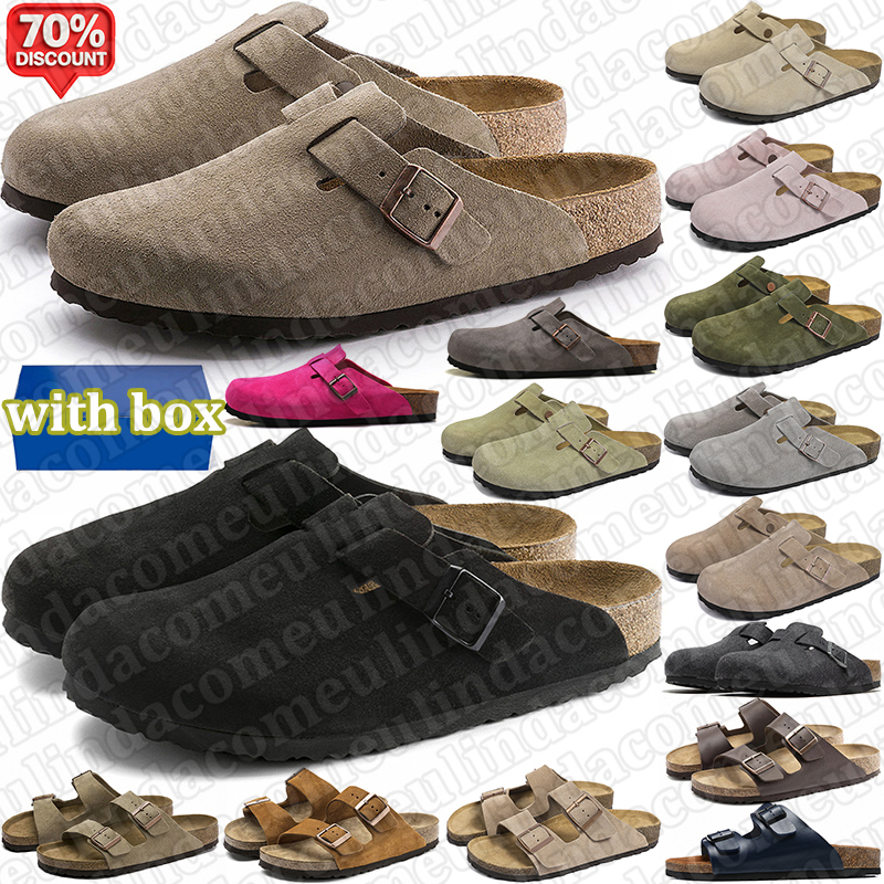 free shipping with box designer slippers men women comfortable clogs cork stylish sandals outdoor trending Unisex sandal black white suede shoes