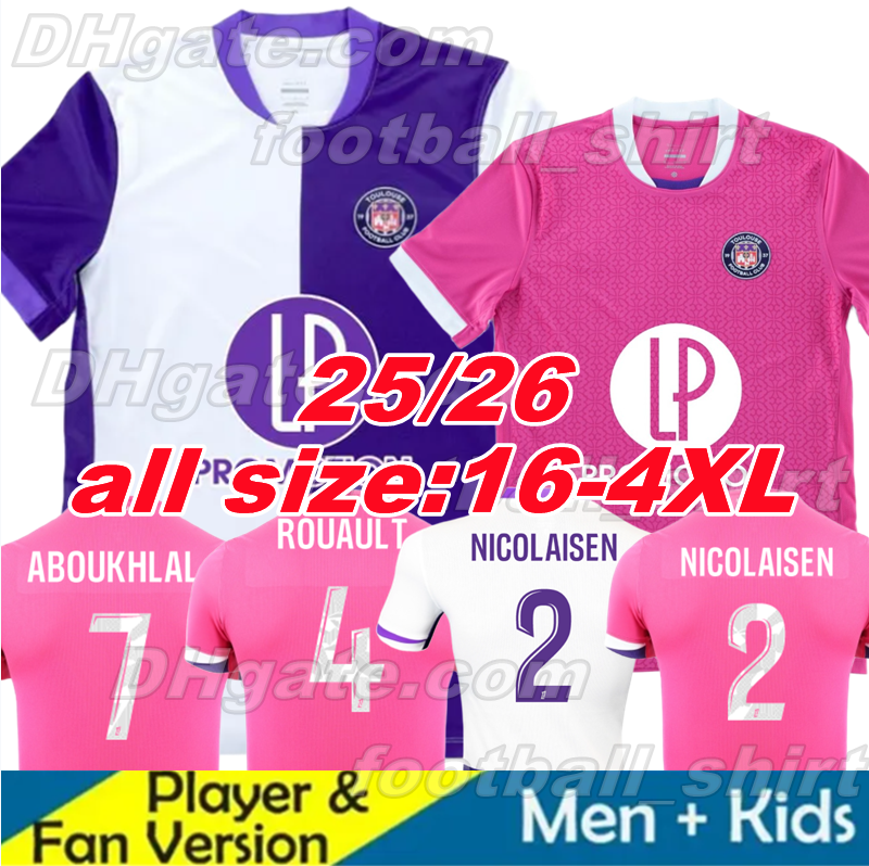4XL 25 26 Toulouse NICOLAISEN soccer jerseys DONNUM DALLINGA SUAZO ABOUKHLAL ROUAULT 2025 2026 Home Away 3rd maillot de foot Men kit football shirt uniform