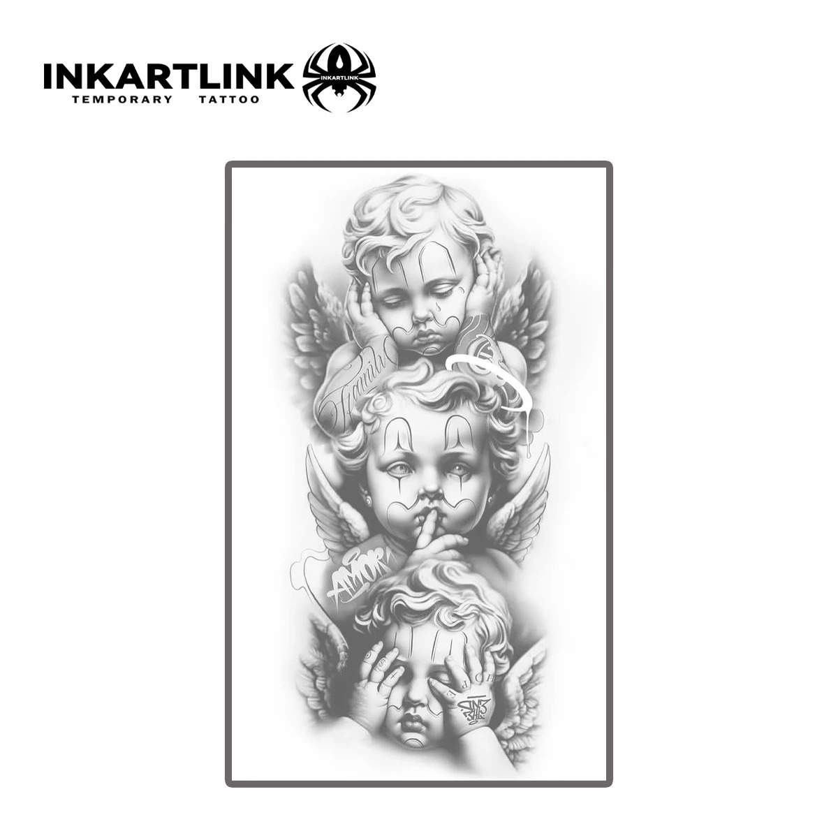 INKARTLINK Angel Herbal Juice Tattoo Sticker Magic Semi anent Realistic Lasts 12 Weeks 250809