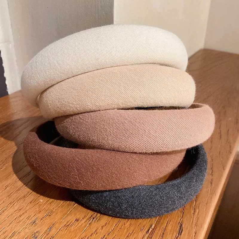 Coffee Color Series Sponge Band for Women Simple Temperament Solid Color Thick Hair Band Fashion Hair Accessories X250812