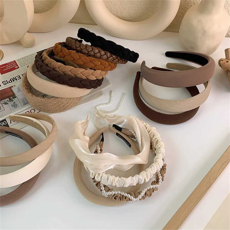 Trendy Wide Hair Bands For Women Dress Solid Color Cloth Band Bezel Girls Hairband Hair Hoop Female Hair Accessories X250812