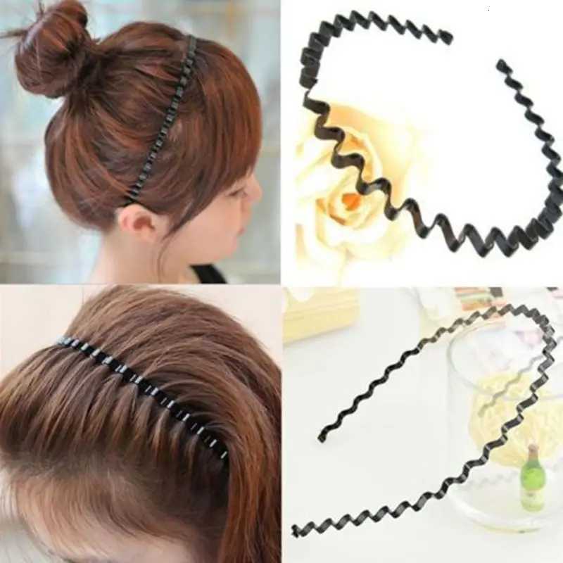 1 Pcs 2022 Fashion Wave Mens Wen Unisex Black Wavy Hair Hoop Band Sport Hairband Hair Accessories X250812