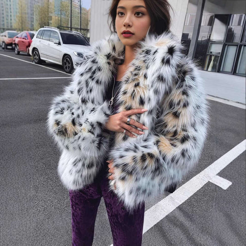 New Cat Pattern Fox Fur Grass Coat for Women, Short Style, Elegant and Stylish, Casual Suit, Hairy Coat