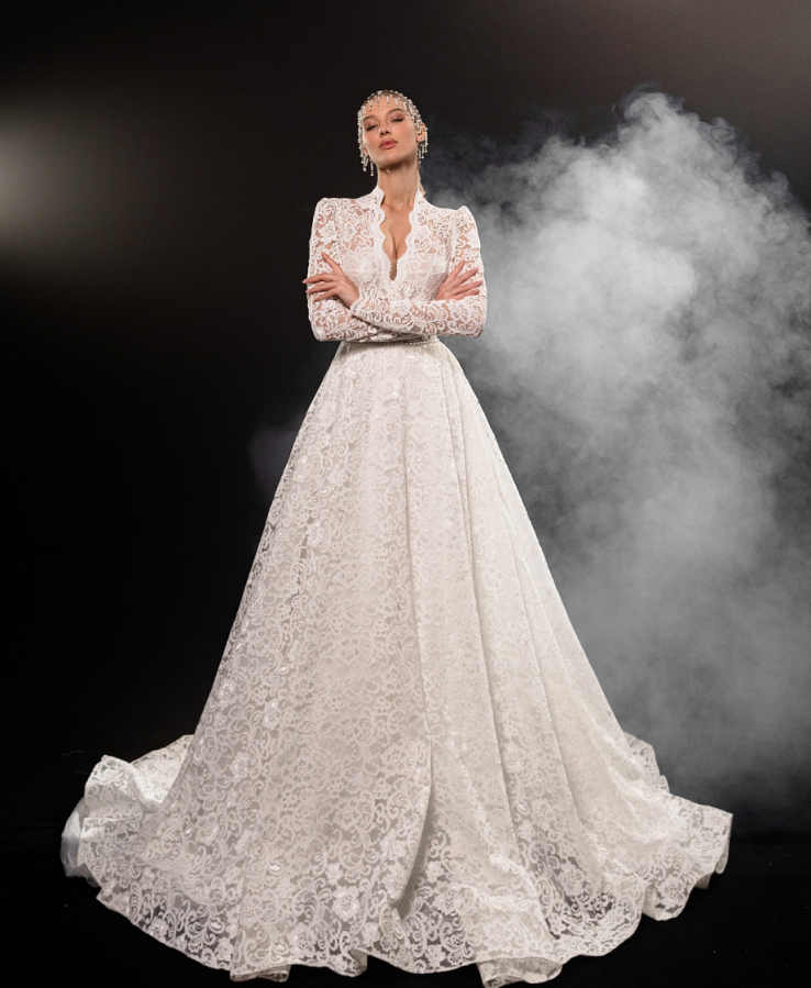 Luxury Princess Wedding Dresses Puffy Skirt Long Sleeve Tulle Lace Crystal Beaded Bridal Gown New Design Custom Made Vestidos De Novia