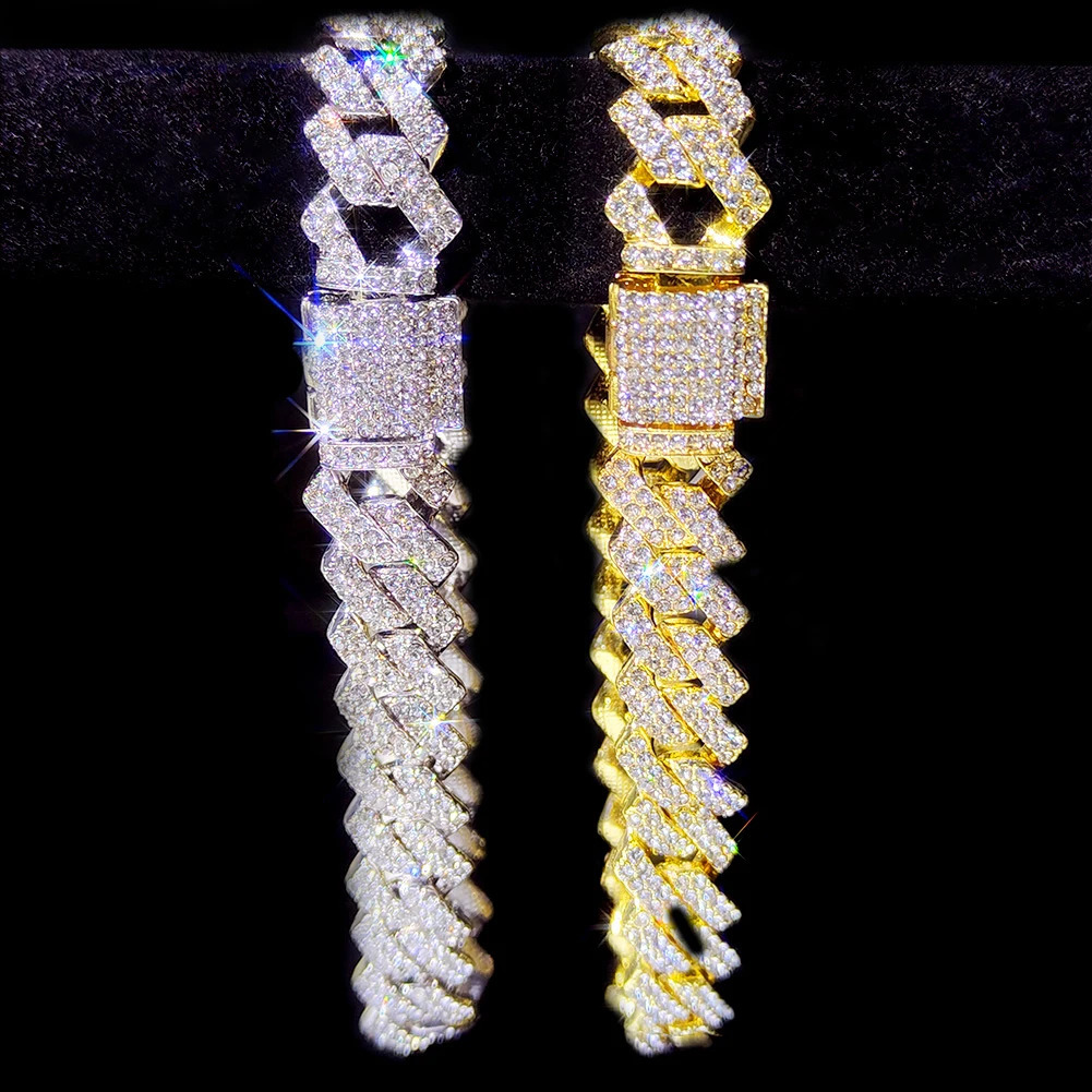 Punk Iced Out 14MM Cuban Anklet Bracelet For Women 2 Row Clustered Rhinestone Prong Miami Cuban Ankle Chain Barefoot Jewelry 250812