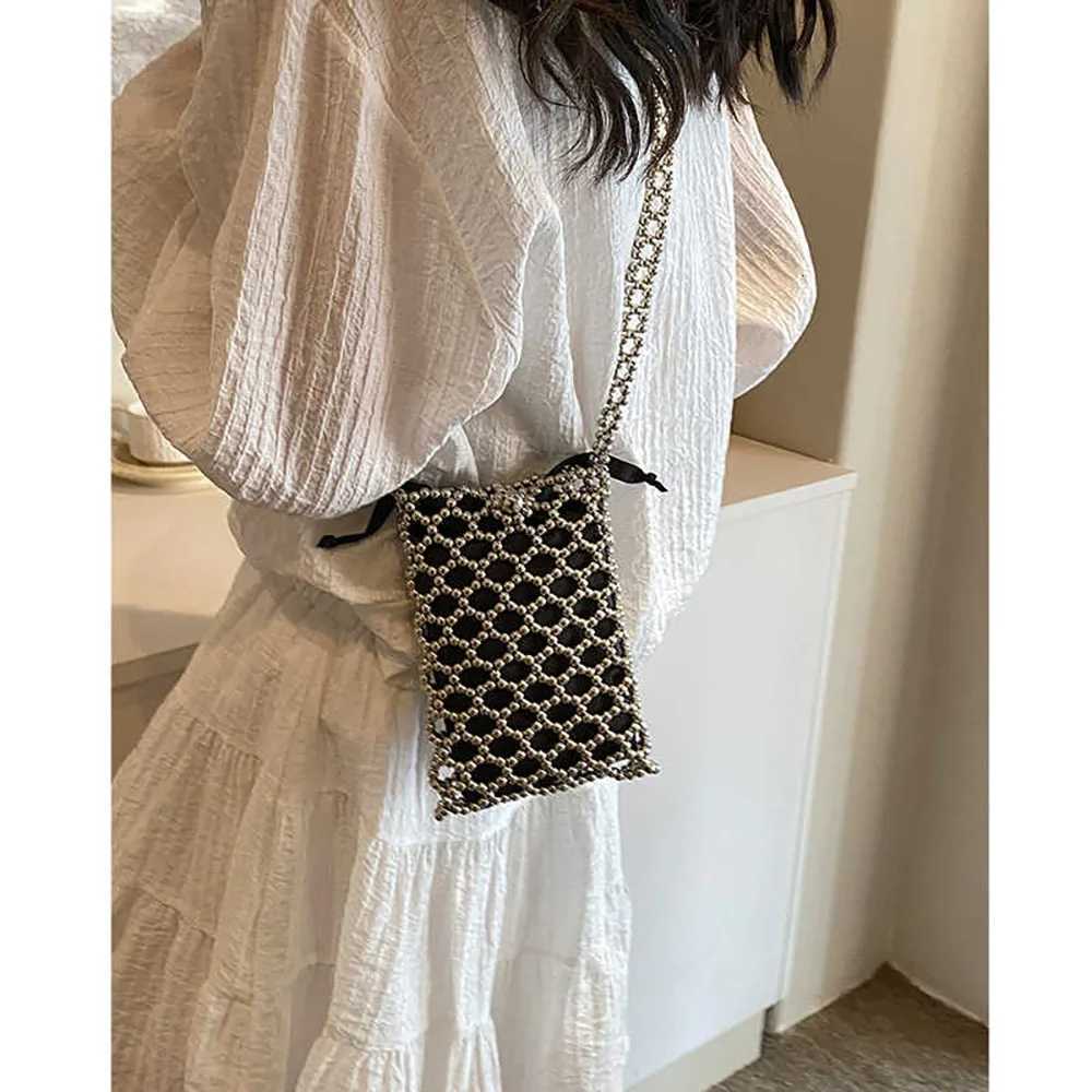 Pearl Bag Women Design Mini Phone Single Shoulder Bags Beading 2025 New Summer Chains Crossbody Bag for Wallet Daily Pack Z250812