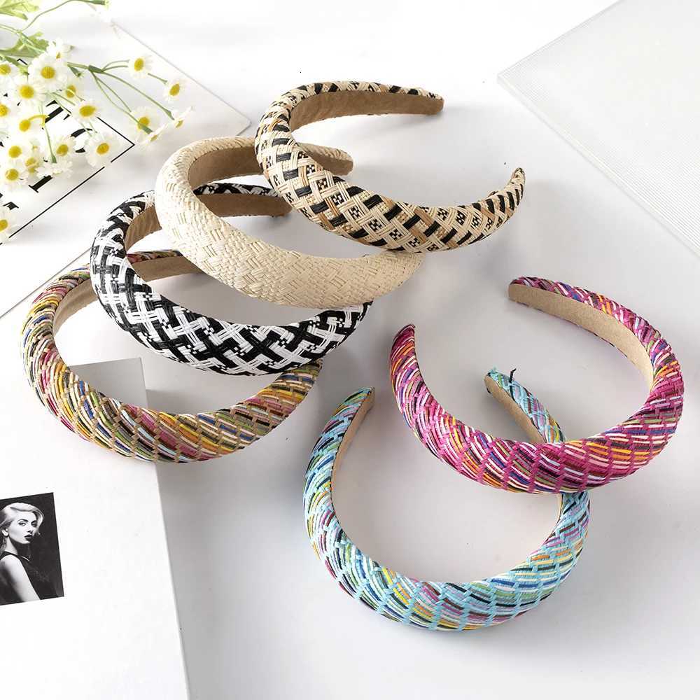 Vintage Straw Weave Band For Wen Raffia Hairbands Girls Stripe Hair Hoop Band Turban Bezel Women Fashion Hair Accessories X250812