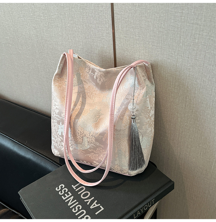 This Year s Trend National New Chinese Print Elegant Casual Simple Gentle Style Summer Large Capacity Shoulder Bag ddmymarket