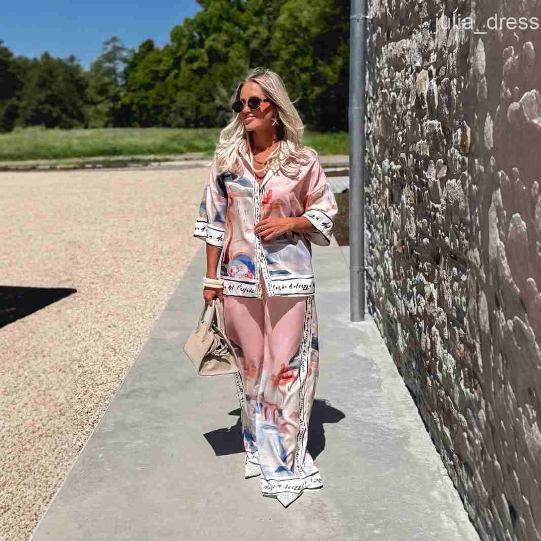 2025 New Casual Fashion Loose Shirt Short Sleeve Set