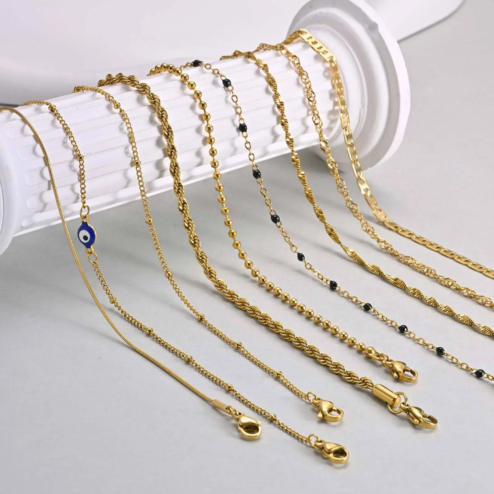 Gold Plated Anklet Bracelets Dainty Layer Chain Anklets Stainless Steel Waterproof Jewelry Gifts For Women Mom Wife Girlfriend 250812