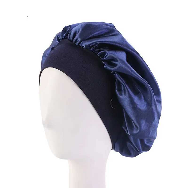 Women Satin Sleep Night Cap With Button Head Cover Bonnet Wash Hat African Hair Care Turban Headcover Beanie Bandana XJ250812