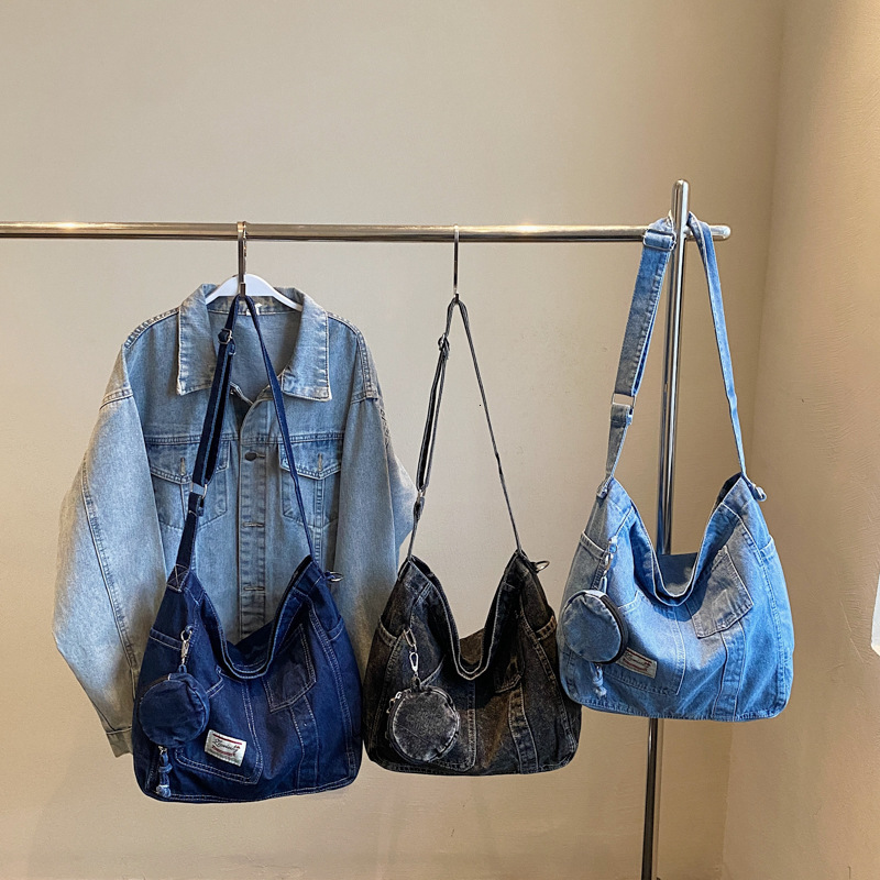 Denim Women New Casual Simple Shoulder Large Capacity Class Tote Bag