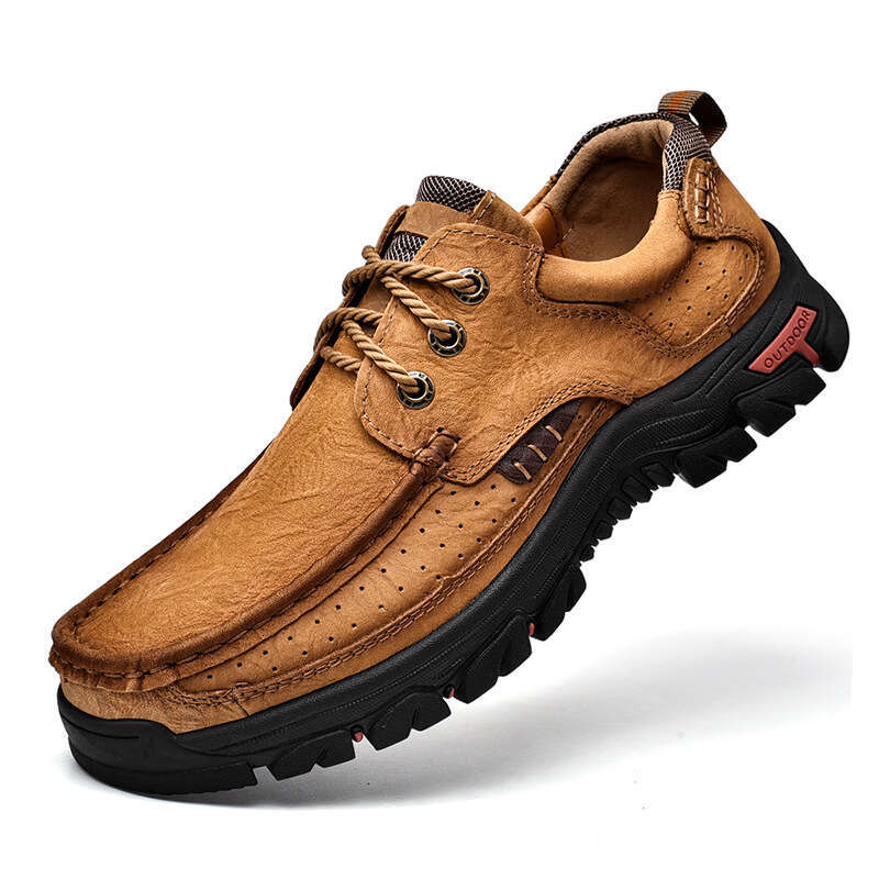 First Layer Cowhide Genuine Thick Sole Wear-Resistant Men's Leather Outdoor Casual Hiking Shoes