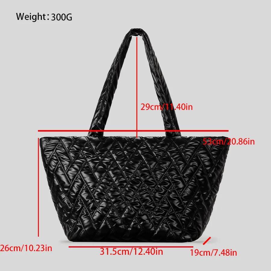 Casual Large Capacity Quilted Padded Tote Designer Women Shoulder Bags Soft Nylon Puffer Handbags Big Autumn And Winter Bag