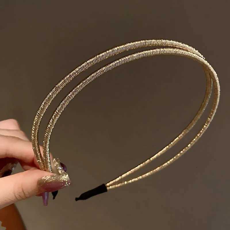Simple New Two Layers Hairbands Metal Gold Color Band for Women Street Bands Wear X250812