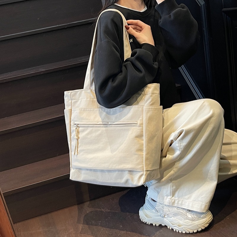 Ins Style College Student Large Capacity Shoulder Nylon Fabric for Women Korean Version Versatile Commuter Tote Bag