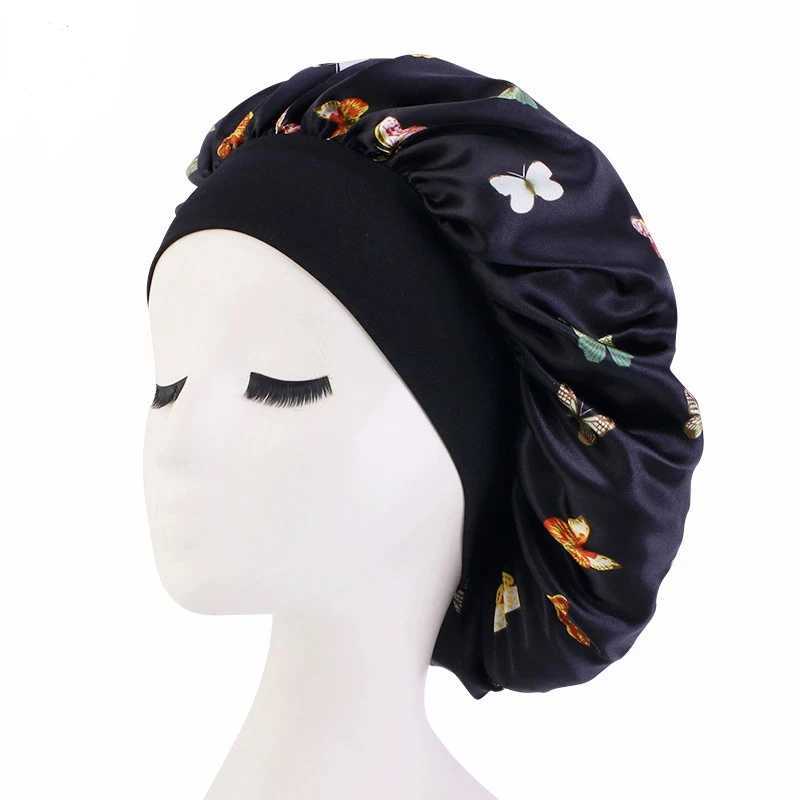 Beautiful Butterfly Printed Bonnet Elastic Bandanas Night Sleep Cap Womens Hair Care Turban Headwrap Bathroom Shower HeadwearXJ250812