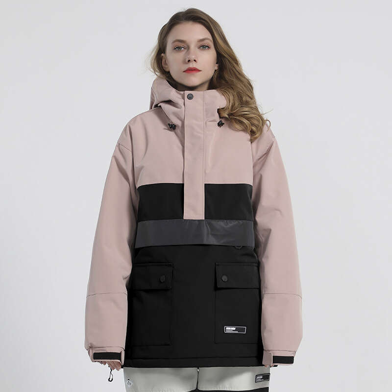 Double-board reflective warm waterproof glow-in-the-dark ski hoodie single-board color matching snow suit