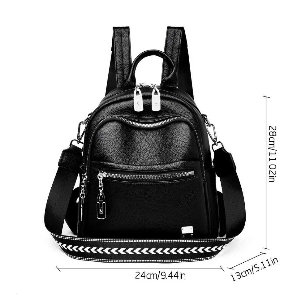 Women High Quality Backpack Solid Color Student School Bag Female Soft Leather Rucksack Ladies Casual Travel Commuting Sac A Dos Y250811