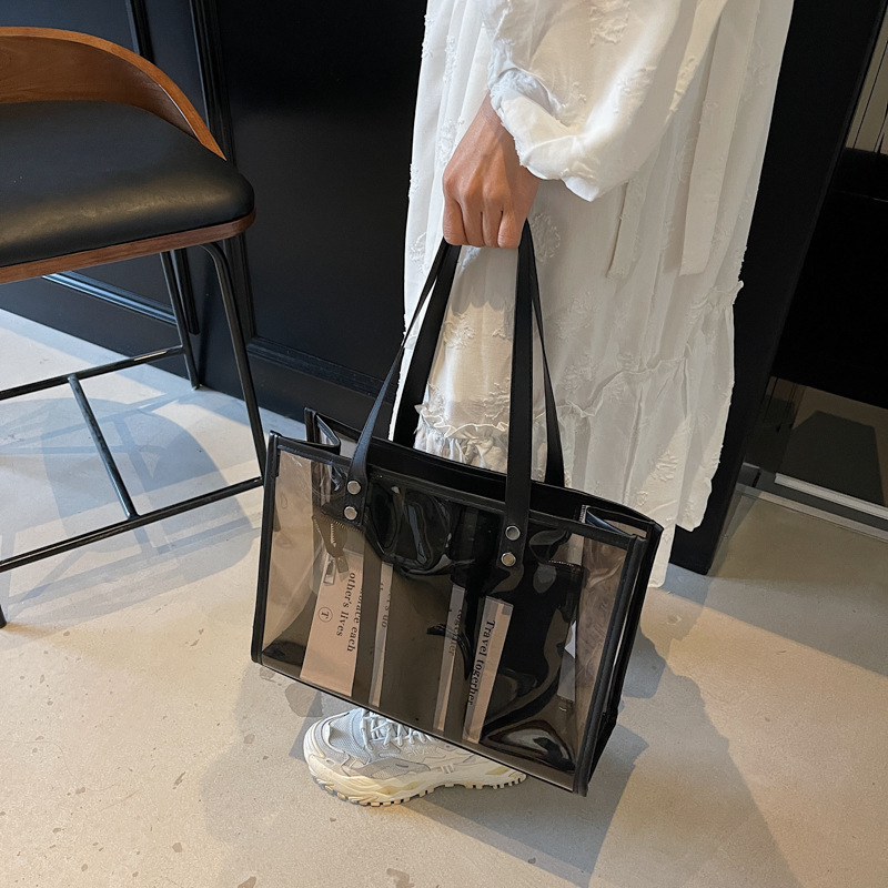 Transparent Large Capacity PVC Shoulder for Women New Jelly Mother-Daughter Trendy Versatile Handbag Tote Bag