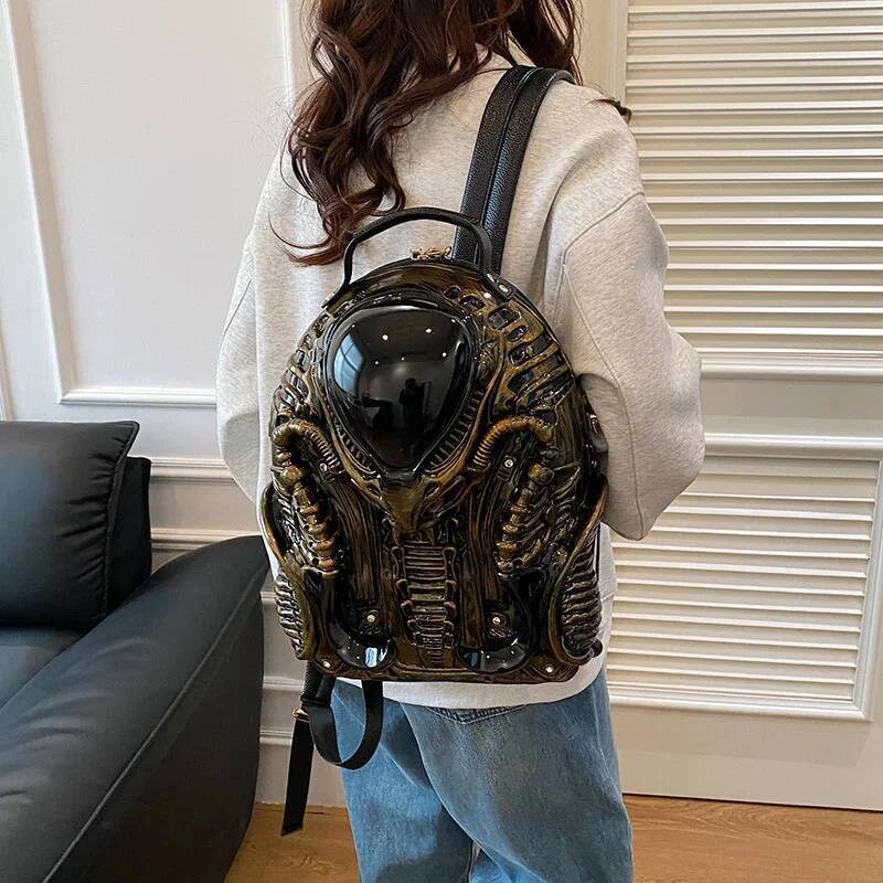 Backpack 2025 New Fashion Design Personalized Large Capacity Acrylic Alien Punk Style Shoulder Bag Trend Bags For Women Man