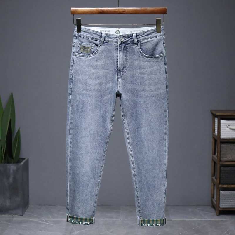 Hot summer jeans for men trendy Korean style slim fit. X250812