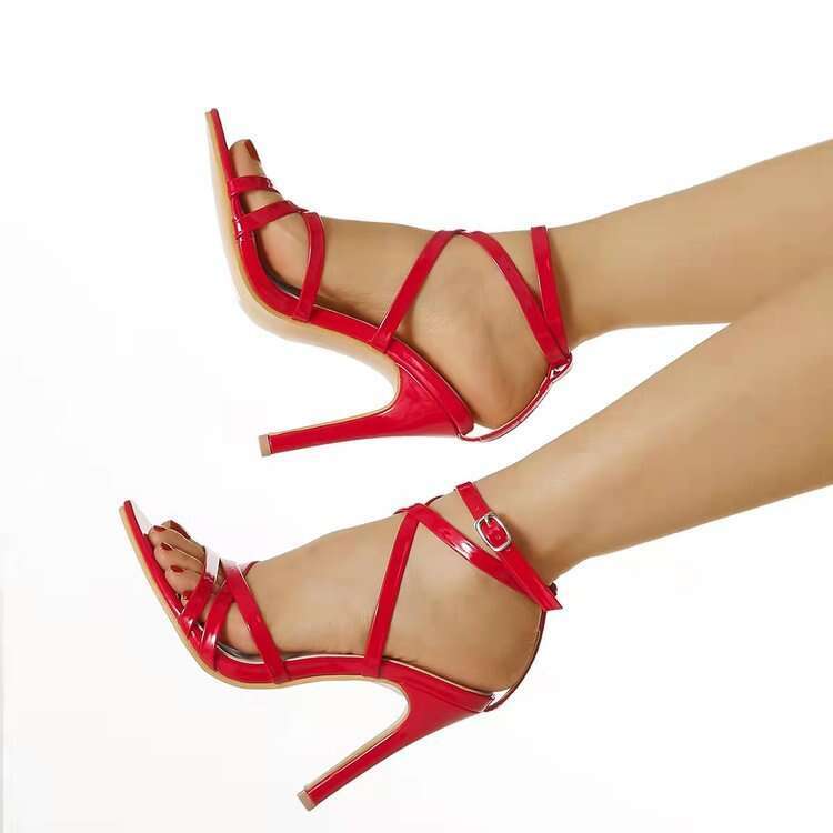 Women 2025 Summer New Buckle Thin Heel Sandals Plus Size Women's Shoes High Heels